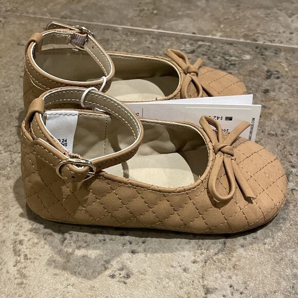 Janie And Jack Tan Faux Suede Quilted Ballet Flats Infant Size 18-24 Months - Picture 5 of 12